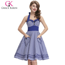 Grace Karin Halter Vestido Cotton Housewife Vintage Retro 50s Pinup Vintage Vestido CL6091-4